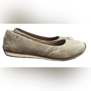 Eddie Bauer CHRISTINE Slip On size 7 1/2  Brown Distressed Leather Ballet Flats